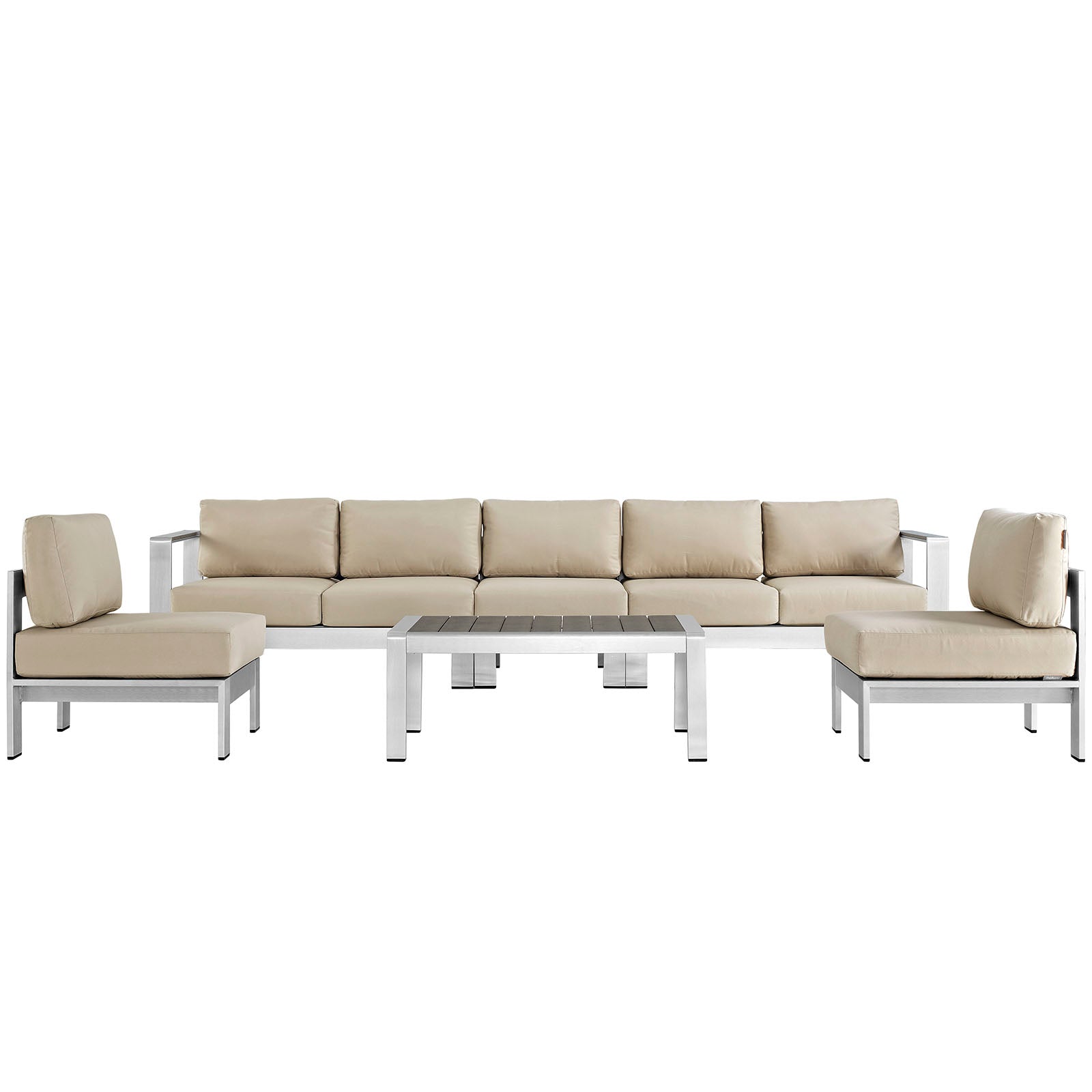 Modway EEI-2565 Shore 6 Piece Outdoor Patio Aluminum Sectional Sofa Set | Outdoor Sofas, Loveseats & Sectionals | 