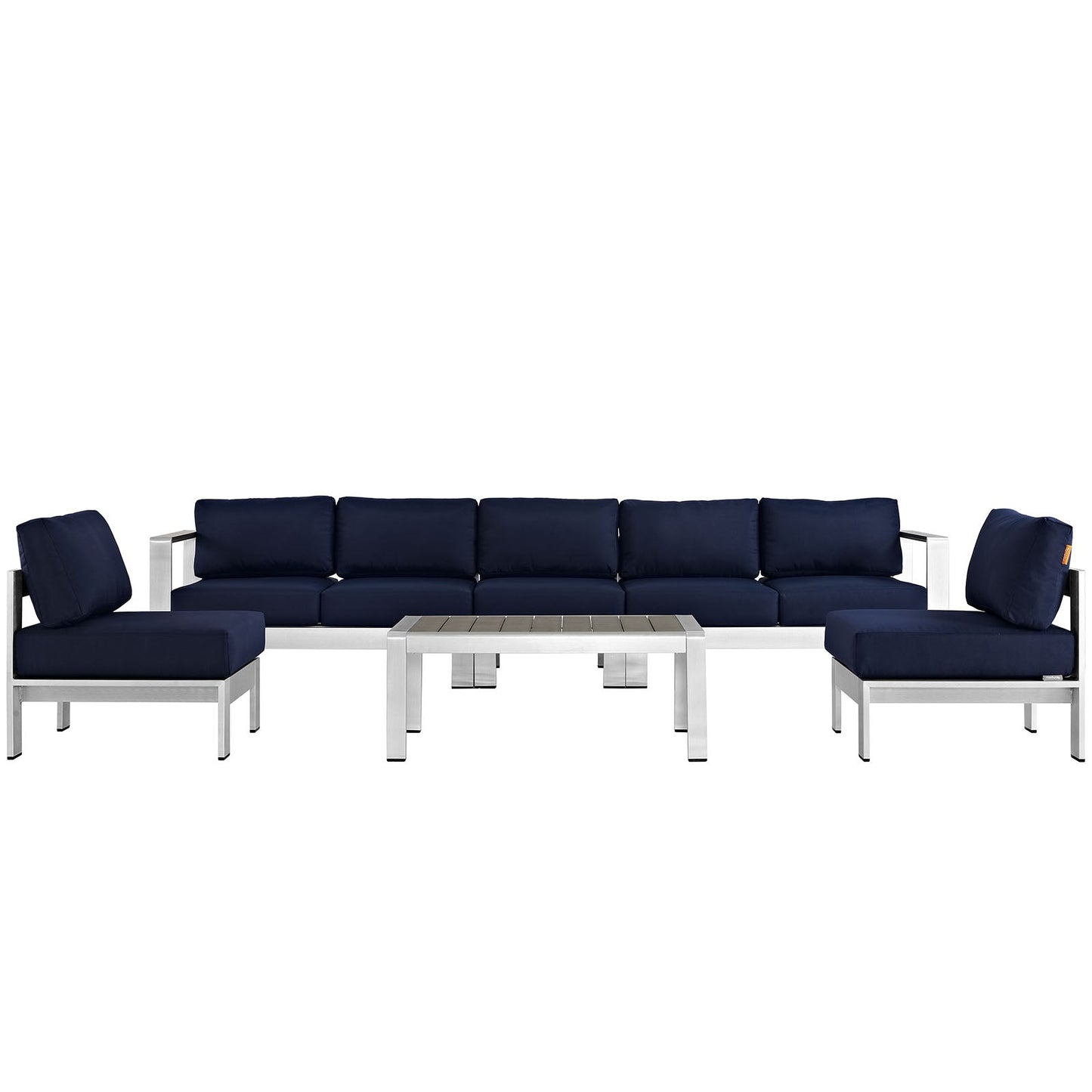 Modway EEI-2565 Shore 6 Piece Outdoor Patio Aluminum Sectional Sofa Set | Outdoor Sofas, Loveseats & Sectionals | 