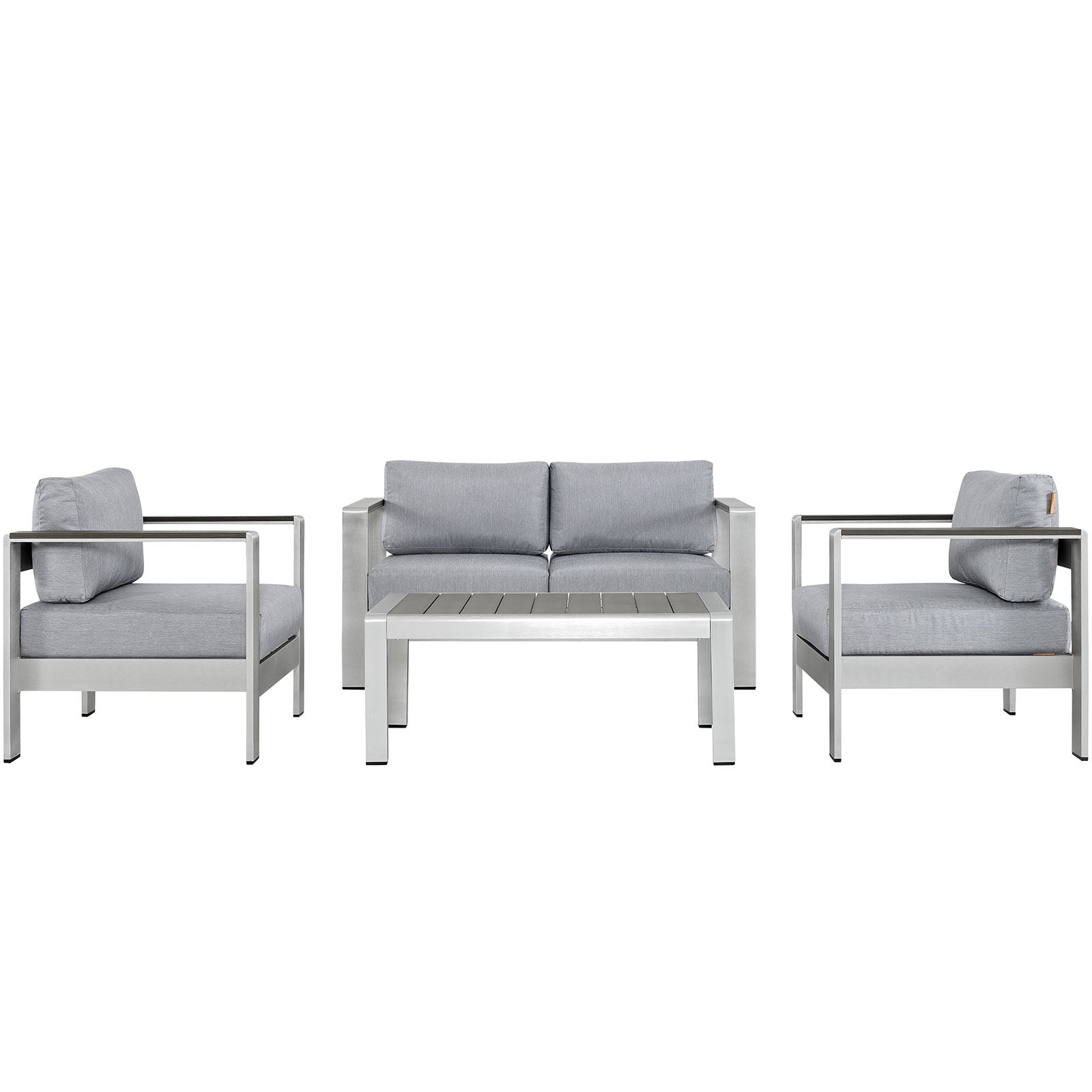 Modway EEI-2567 Shore 4 Piece Outdoor Patio Aluminum Sectional Sofa Set | Outdoor Sofas, Loveseats & Sectionals | 