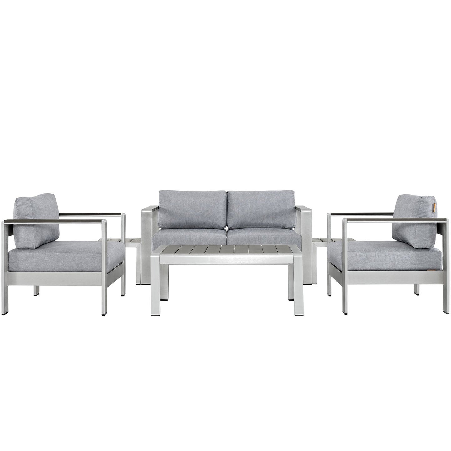Modway EEI-2568 Shore 6 Piece Outdoor Patio Aluminum Sectional Sofa Set | Outdoor Sofas, Loveseats & Sectionals | 