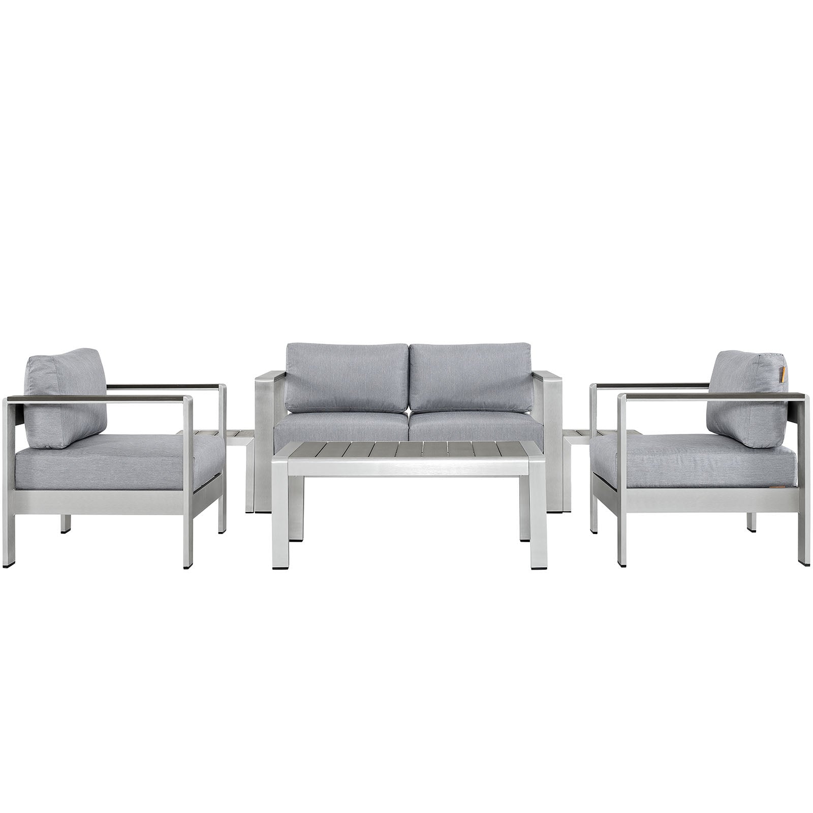Modway EEI-2568 Shore 6 Piece Outdoor Patio Aluminum Sectional Sofa Set | Outdoor Sofas, Loveseats & Sectionals | 