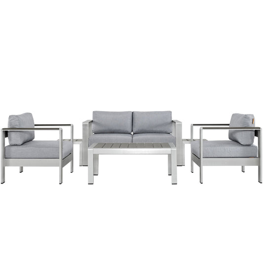 Modway EEI-2568 Shore 6 Piece Outdoor Patio Aluminum Sectional Sofa Set | Outdoor Sofas, Loveseats & Sectionals | 