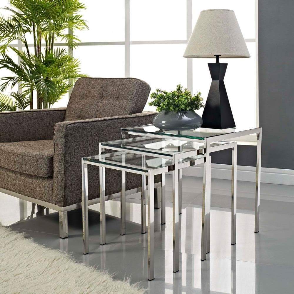 Modway Nimble Nesting Table - Silver | Nesting Tables | Modishstore