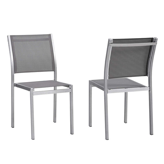 Modway Shore Side Chair Outdoor Patio Aluminum Set of 2 - Silver Black | Outdoor Chairs | Modishstore