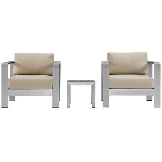 Modway EEI-2599 Shore 3 Piece Outdoor Patio Aluminum Sectional Sofa Set | Outdoor Sofas, Loveseats & Sectionals | 