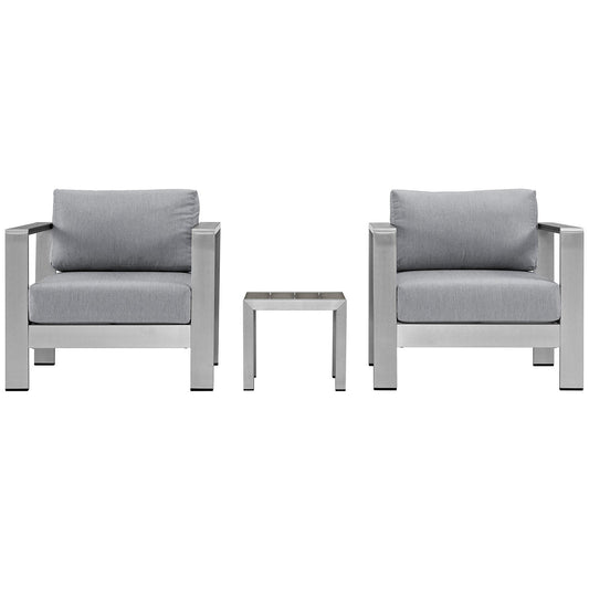 Modway EEI-2599 Shore 3 Piece Outdoor Patio Aluminum Sectional Sofa Set | Outdoor Sofas, Loveseats & Sectionals | 
