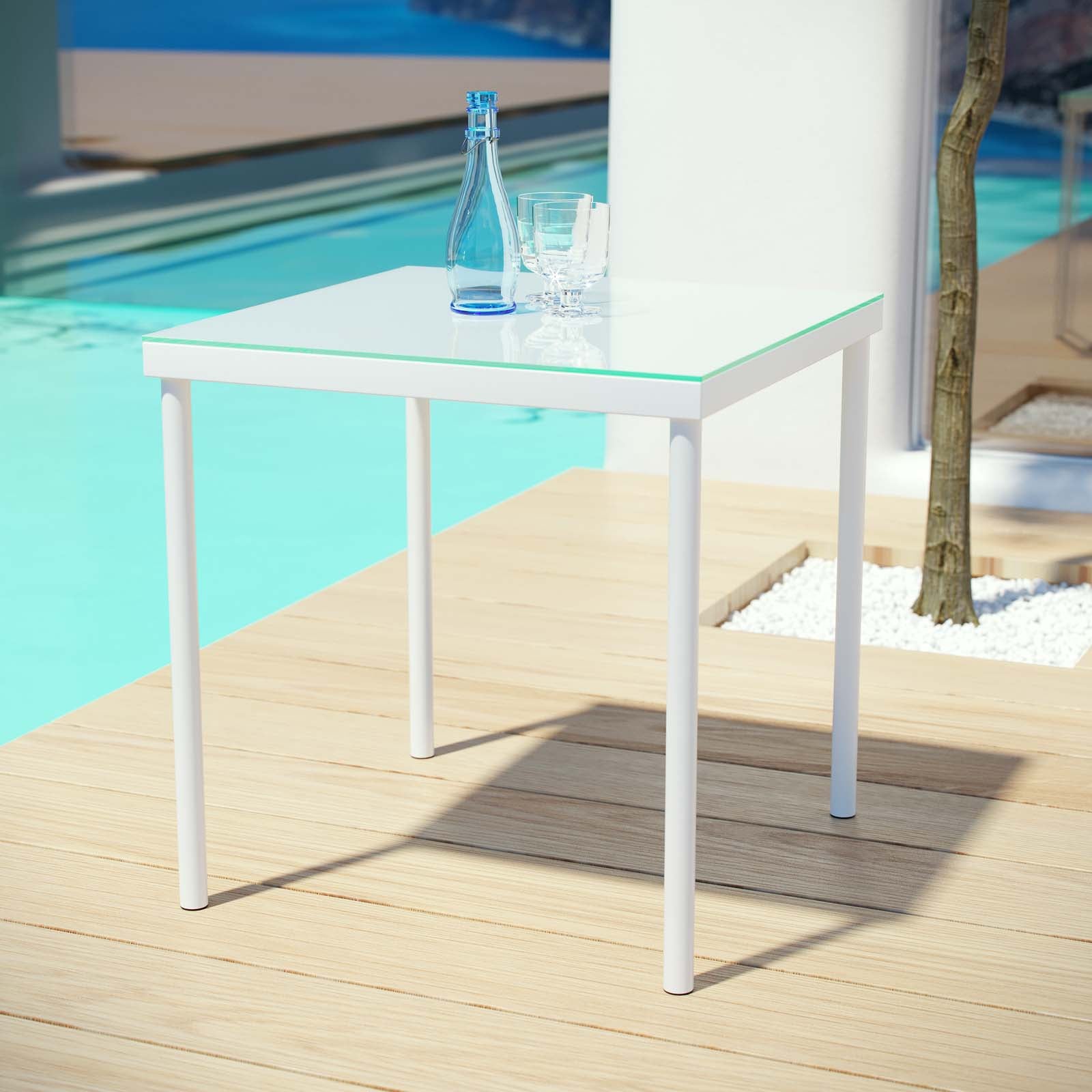 Modway Harmony Outdoor Patio Aluminum Side Table - White | Outdoor Tables