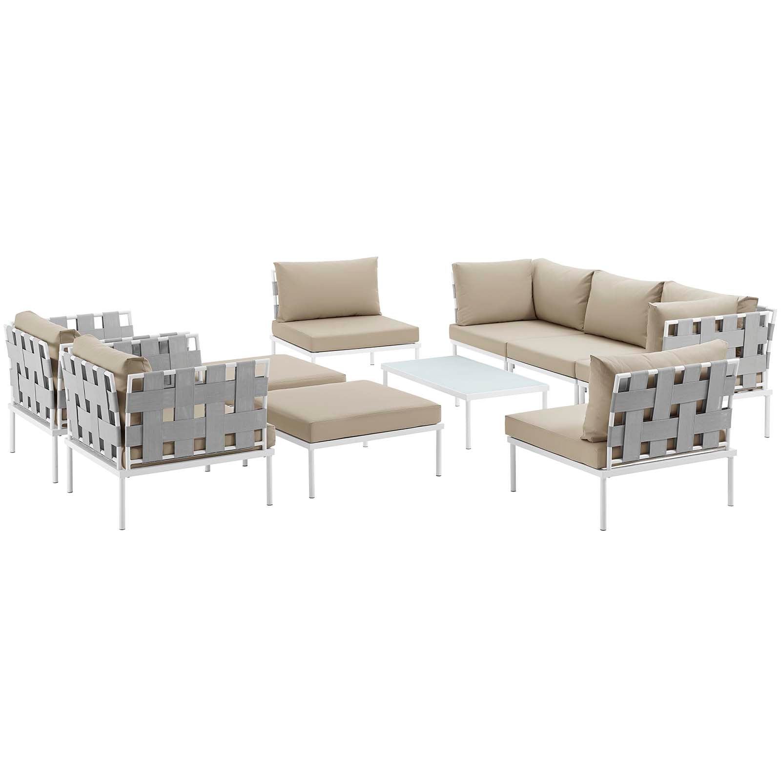 Modway Harmony 10 Piece Outdoor Patio Aluminum Sectional Sofa Set | Outdoor Sofas, Loveseats & Sectionals | 