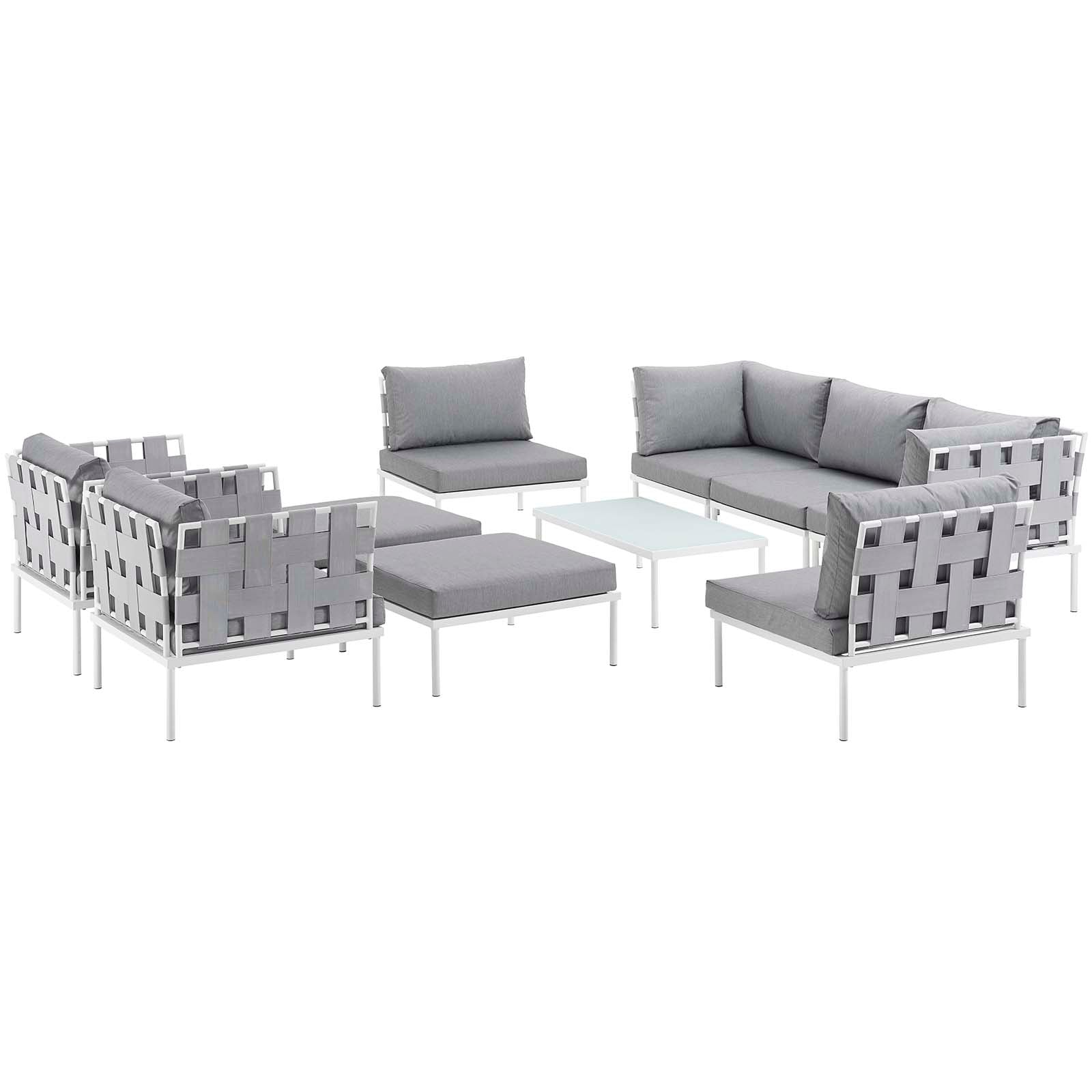 Modway Harmony 10 Piece Outdoor Patio Aluminum Sectional Sofa Set | Outdoor Sofas, Loveseats & Sectionals | 