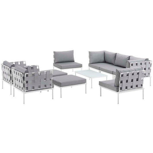 Modway Harmony 10 Piece Outdoor Patio Aluminum Sectional Sofa Set | Outdoor Sofas, Loveseats & Sectionals | 
