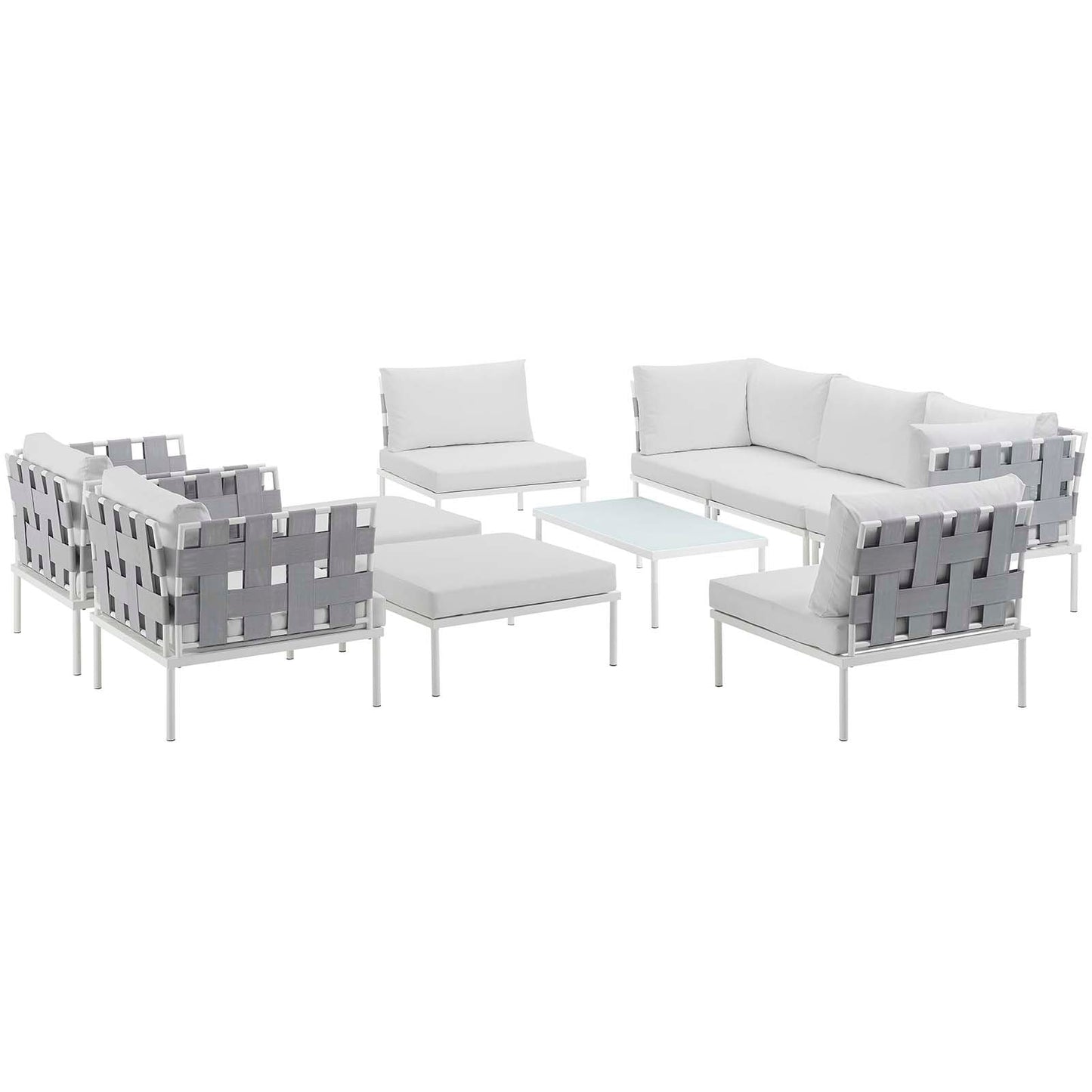 Modway Harmony 10 Piece Outdoor Patio Aluminum Sectional Sofa Set | Outdoor Sofas, Loveseats & Sectionals | 