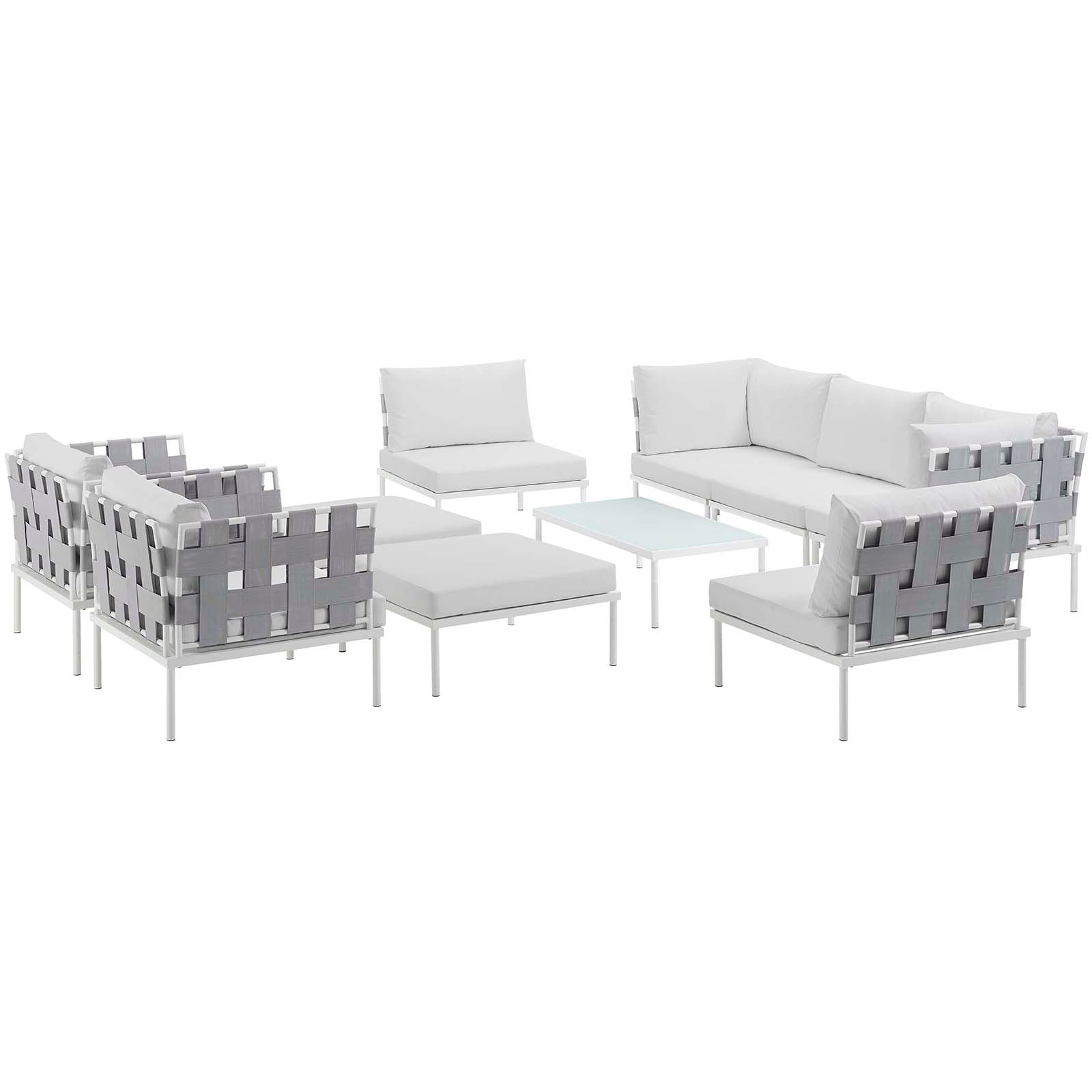 Modway Harmony 10 Piece Outdoor Patio Aluminum Sectional Sofa Set | Outdoor Sofas, Loveseats & Sectionals | 