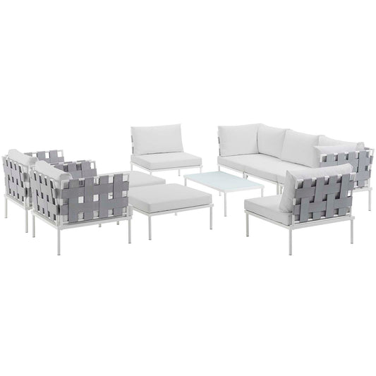 Modway Harmony 10 Piece Outdoor Patio Aluminum Sectional Sofa Set | Outdoor Sofas, Loveseats & Sectionals | 