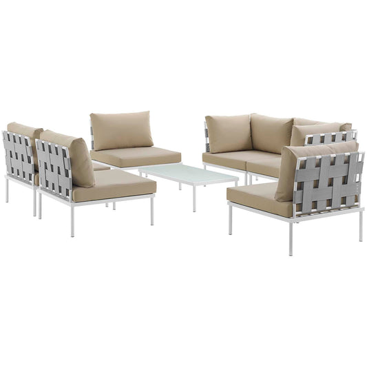 Modway Harmony 7 Piece Outdoor Patio Aluminum Sectional Sofa Set - EEI-2617 | Outdoor Sofas, Loveseats & Sectionals | 