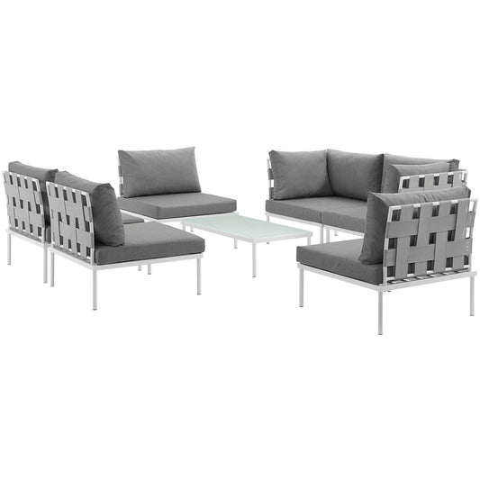 Modway Harmony 7 Piece Outdoor Patio Aluminum Sectional Sofa Set - EEI-2617 | Outdoor Sofas, Loveseats & Sectionals | 