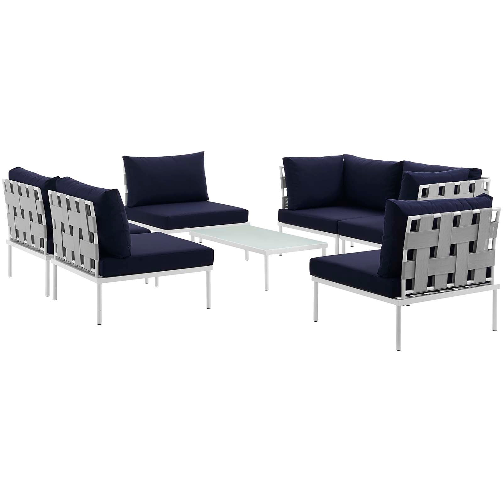Modway Harmony 7 Piece Outdoor Patio Aluminum Sectional Sofa Set - EEI-2617 | Outdoor Sofas, Loveseats & Sectionals | 