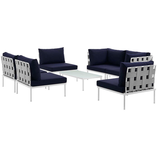 Modway Harmony 7 Piece Outdoor Patio Aluminum Sectional Sofa Set - EEI-2617 | Outdoor Sofas, Loveseats & Sectionals | 