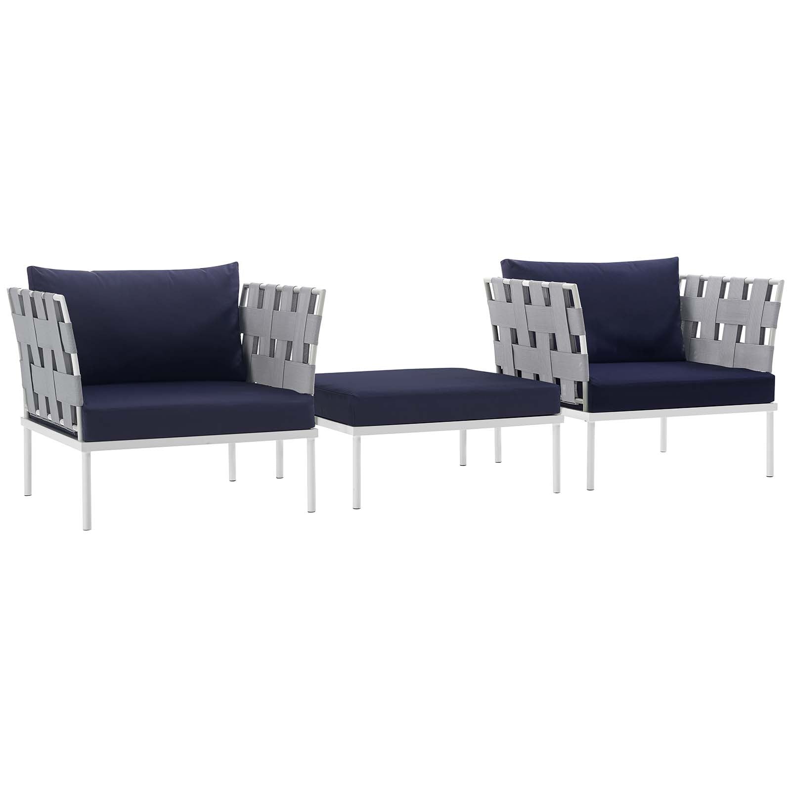 Modway Harmony 3 Piece Outdoor Patio Aluminum Set | Outdoor Chairs | 