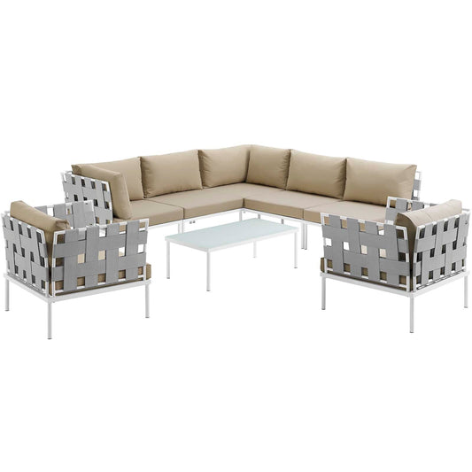 Modway Harmony 8 Piece Outdoor Patio Aluminum Sectional Sofa Set | Outdoor Sofas, Loveseats & Sectionals