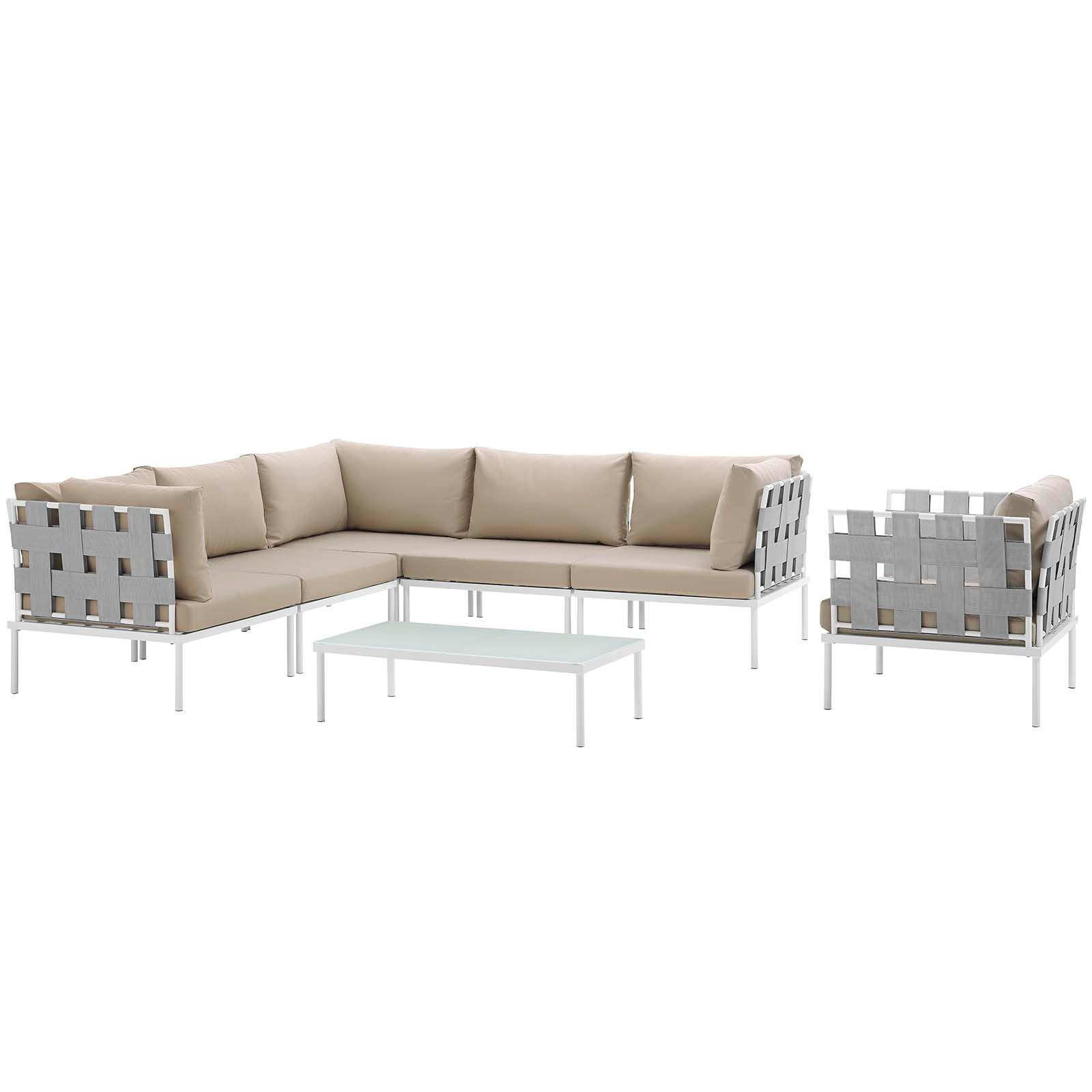 Modway Harmony 7 Piece Outdoor Patio Aluminum Sectional Sofa Set | Outdoor Sofas, Loveseats & Sectionals | 