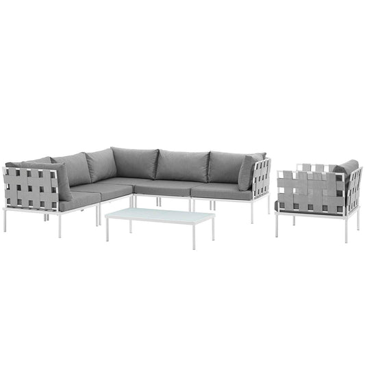 Modway Harmony 7 Piece Outdoor Patio Aluminum Sectional Sofa Set | Outdoor Sofas, Loveseats & Sectionals | 