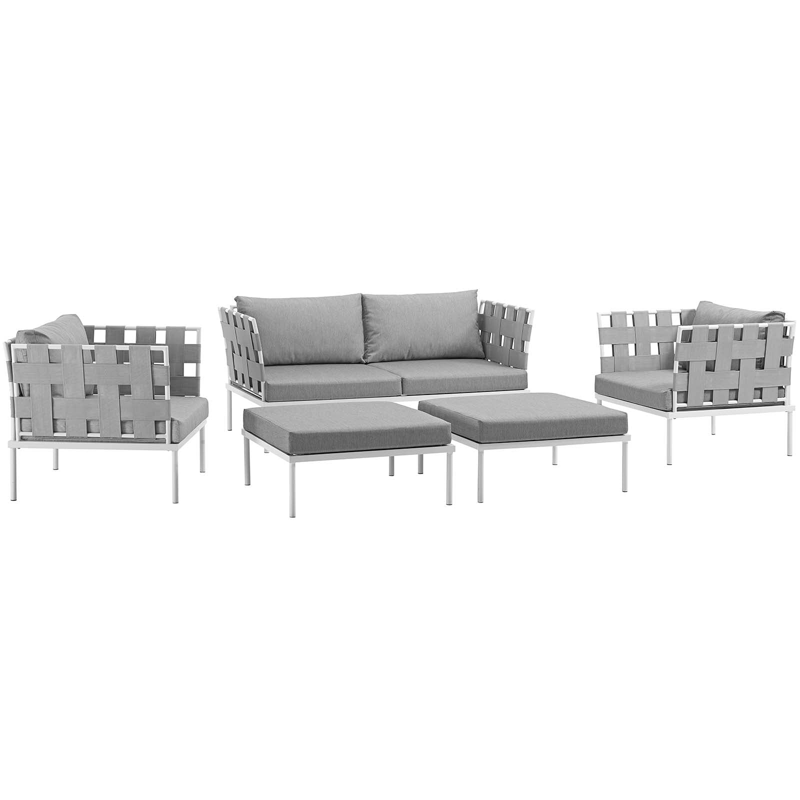 Modway Harmony 5 Piece Outdoor Patio Aluminum Sectional Sofa Set - EEI-2621 | Outdoor Sofas, Loveseats & Sectionals | 