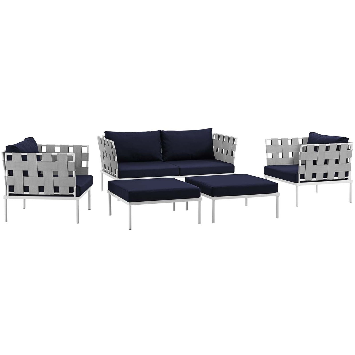 Modway Harmony 5 Piece Outdoor Patio Aluminum Sectional Sofa Set - EEI-2621 | Outdoor Sofas, Loveseats & Sectionals | 
