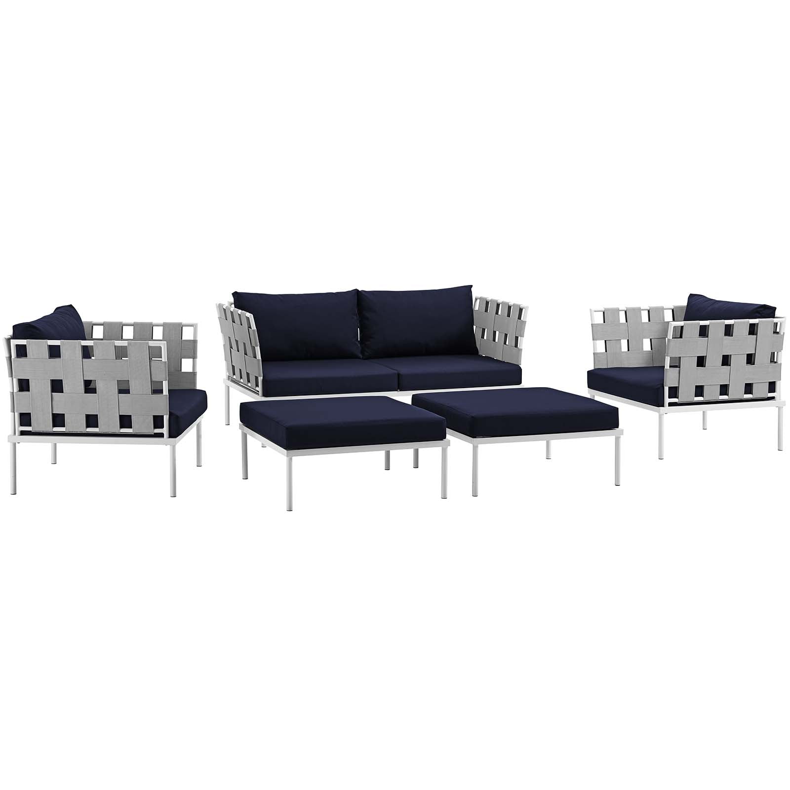 Modway Harmony 5 Piece Outdoor Patio Aluminum Sectional Sofa Set - EEI-2621 | Outdoor Sofas, Loveseats & Sectionals | 