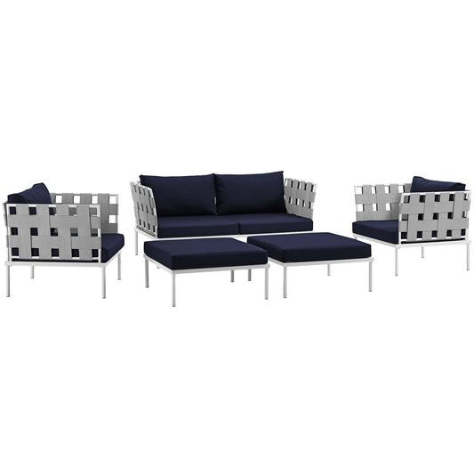 Modway Harmony 5 Piece Outdoor Patio Aluminum Sectional Sofa Set - EEI-2621 | Outdoor Sofas, Loveseats & Sectionals | 