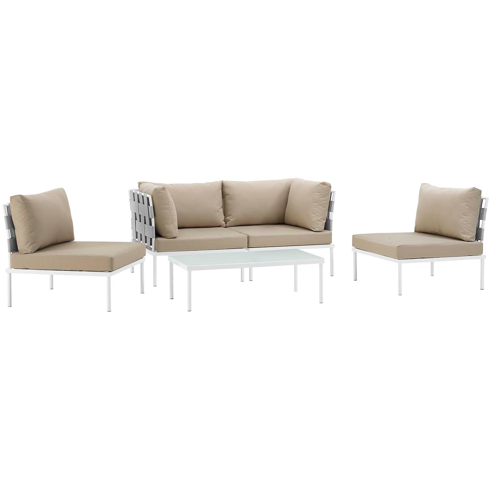 Modway Harmony 5 Piece Outdoor Patio Aluminum Sectional Sofa Set - EEI-2622 | Outdoor Sofas, Loveseats & Sectionals | 