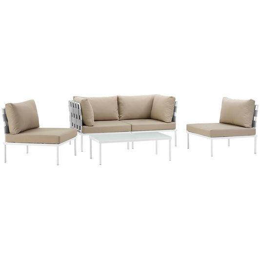 Modway Harmony 5 Piece Outdoor Patio Aluminum Sectional Sofa Set - EEI-2622 | Outdoor Sofas, Loveseats & Sectionals | 
