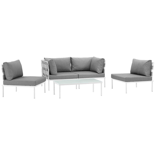Modway Harmony 5 Piece Outdoor Patio Aluminum Sectional Sofa Set - EEI-2622 | Outdoor Sofas, Loveseats & Sectionals | 