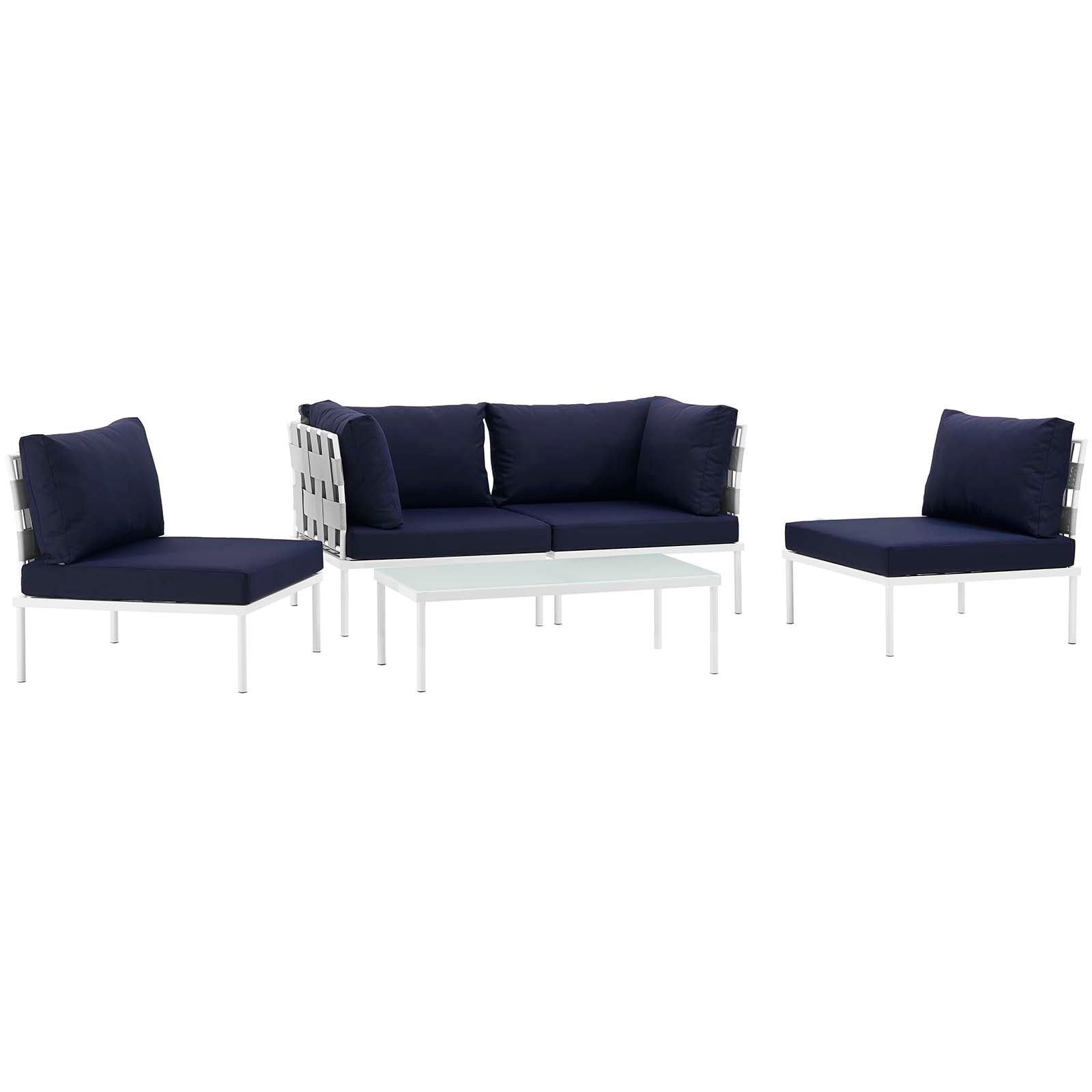 Modway Harmony 5 Piece Outdoor Patio Aluminum Sectional Sofa Set - EEI-2622 | Outdoor Sofas, Loveseats & Sectionals | 