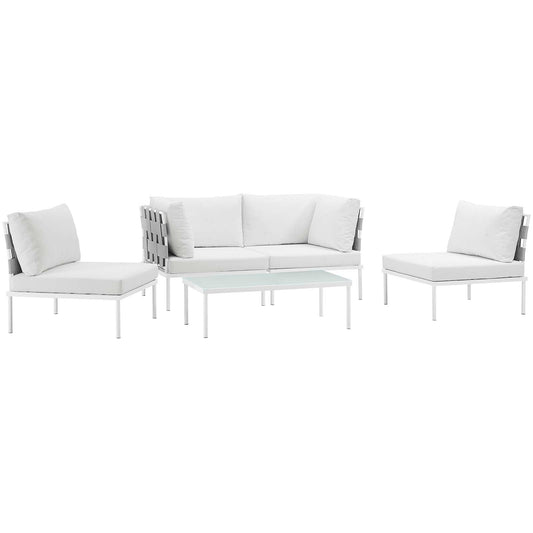 Modway Harmony 5 Piece Outdoor Patio Aluminum Sectional Sofa Set - EEI-2622 | Outdoor Sofas, Loveseats & Sectionals | 