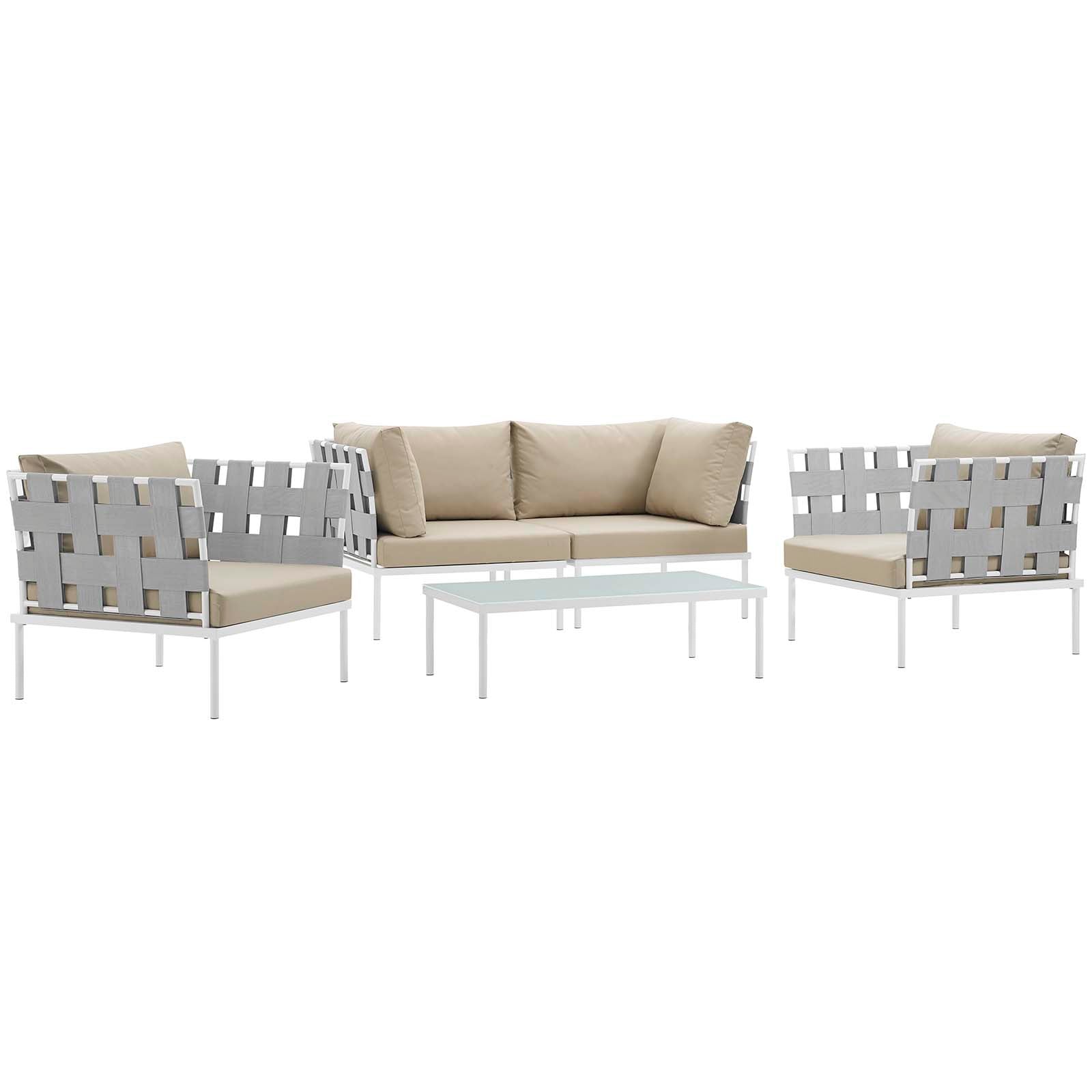 Modway Harmony 5 Piece Outdoor Patio Aluminum Sectional Sofa Set | Outdoor Sofas, Loveseats & Sectionals | 