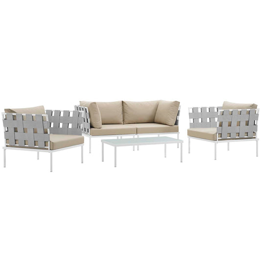 Modway Harmony 5 Piece Outdoor Patio Aluminum Sectional Sofa Set | Outdoor Sofas, Loveseats & Sectionals | 