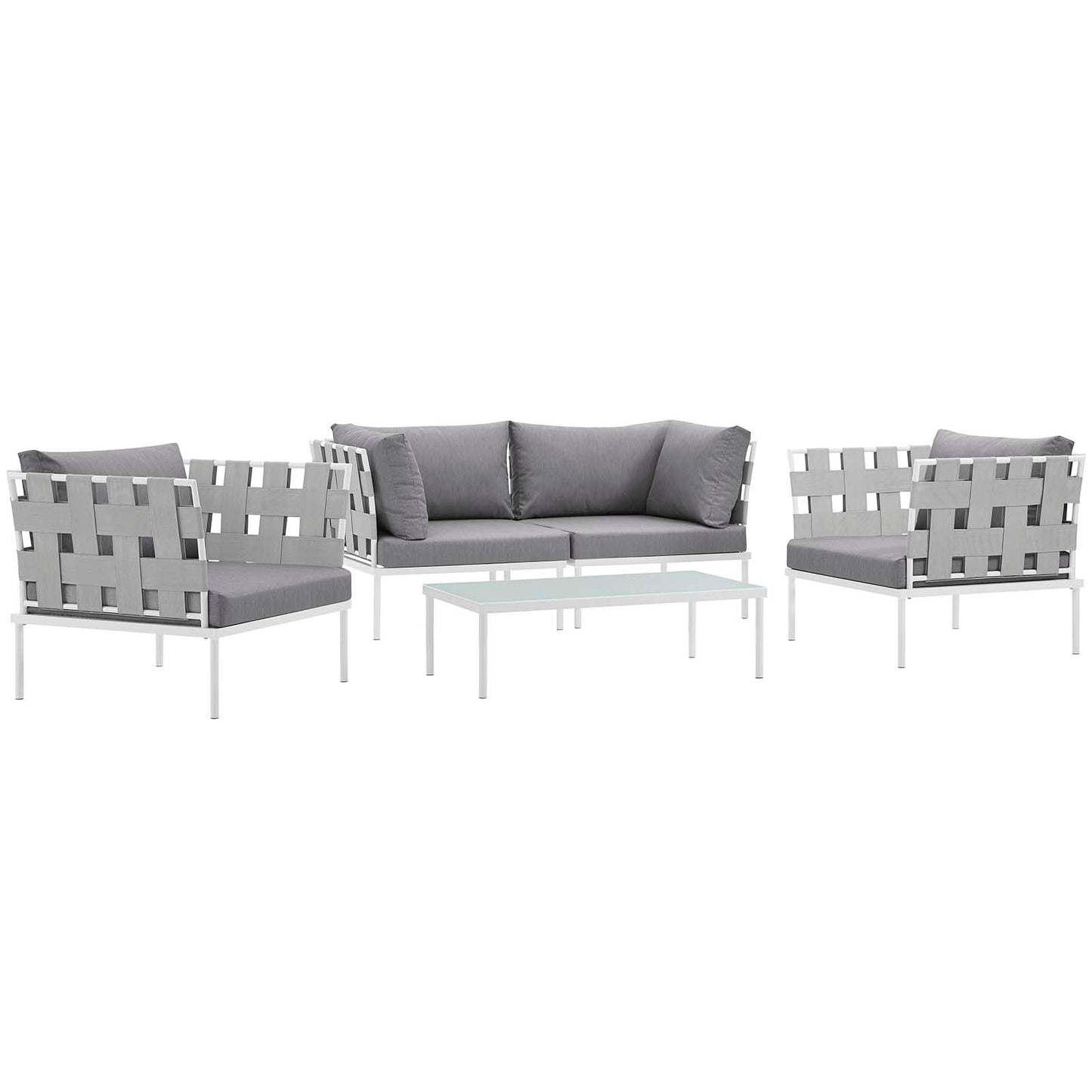 Modway Harmony 5 Piece Outdoor Patio Aluminum Sectional Sofa Set | Outdoor Sofas, Loveseats & Sectionals | 