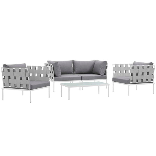 Modway Harmony 5 Piece Outdoor Patio Aluminum Sectional Sofa Set | Outdoor Sofas, Loveseats & Sectionals | 