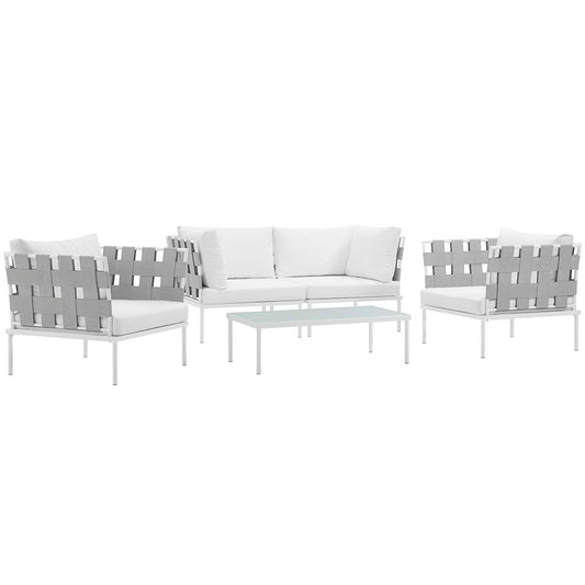 Modway Harmony 5 Piece Outdoor Patio Aluminum Sectional Sofa Set | Outdoor Sofas, Loveseats & Sectionals | 