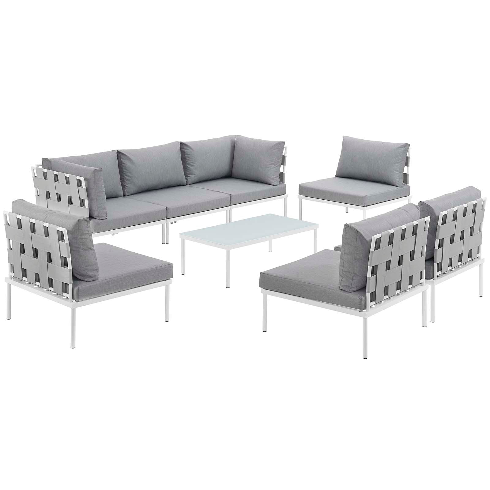 Modway Harmony 8 Piece Outdoor Patio Sectional Sofa Set - EEI-2625 | Outdoor Sofas, Loveseats & Sectionals | 