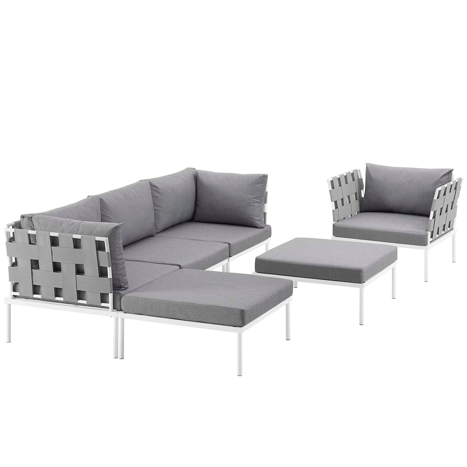 Modway Harmony 6 Piece Outdoor Patio Aluminum Sectional Sofa Set - EEI-2626 | Outdoor Sofas, Loveseats & Sectionals | 