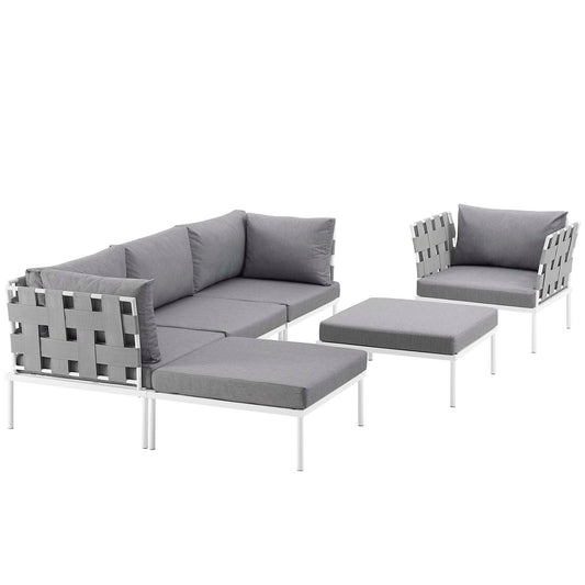 Modway Harmony 6 Piece Outdoor Patio Aluminum Sectional Sofa Set - EEI-2626 | Outdoor Sofas, Loveseats & Sectionals | 
