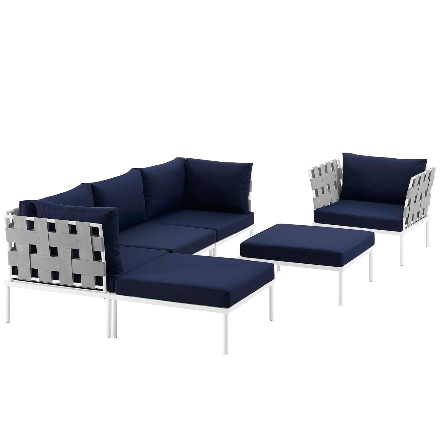 Modway Harmony 6 Piece Outdoor Patio Aluminum Sectional Sofa Set - EEI-2626 | Outdoor Sofas, Loveseats & Sectionals | 