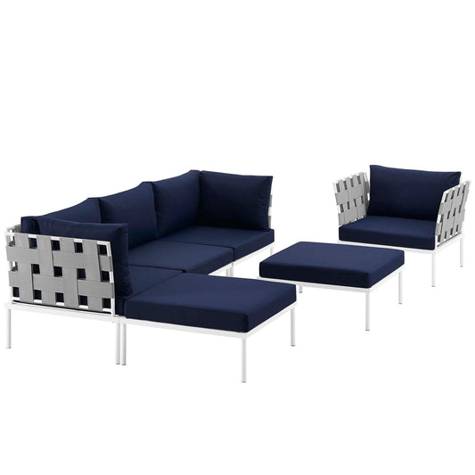 Modway Harmony 6 Piece Outdoor Patio Aluminum Sectional Sofa Set - EEI-2626 | Outdoor Sofas, Loveseats & Sectionals | 