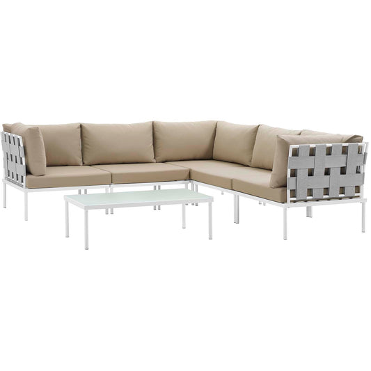 Modway Harmony 6 Piece Outdoor Patio Aluminum Sectional Sofa Set - EEI-2627 | Outdoor Sofas, Loveseats & Sectionals | 