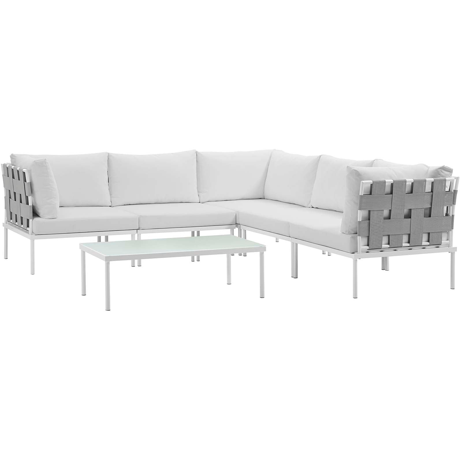 Modway Harmony 6 Piece Outdoor Patio Aluminum Sectional Sofa Set - EEI-2627 | Outdoor Sofas, Loveseats & Sectionals | 