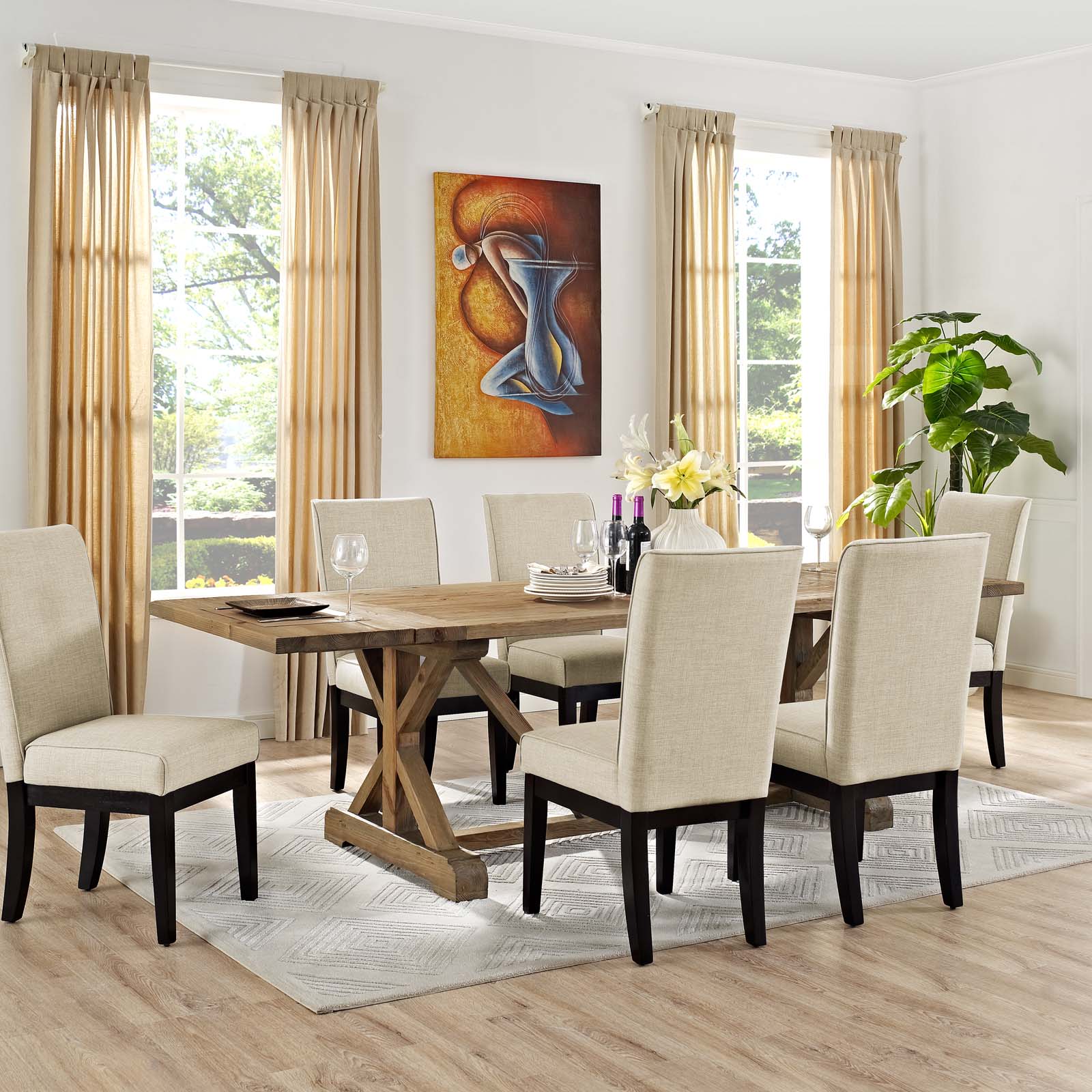 Modway Den Extendable Wood Dining Table - Brown | Dining Tables