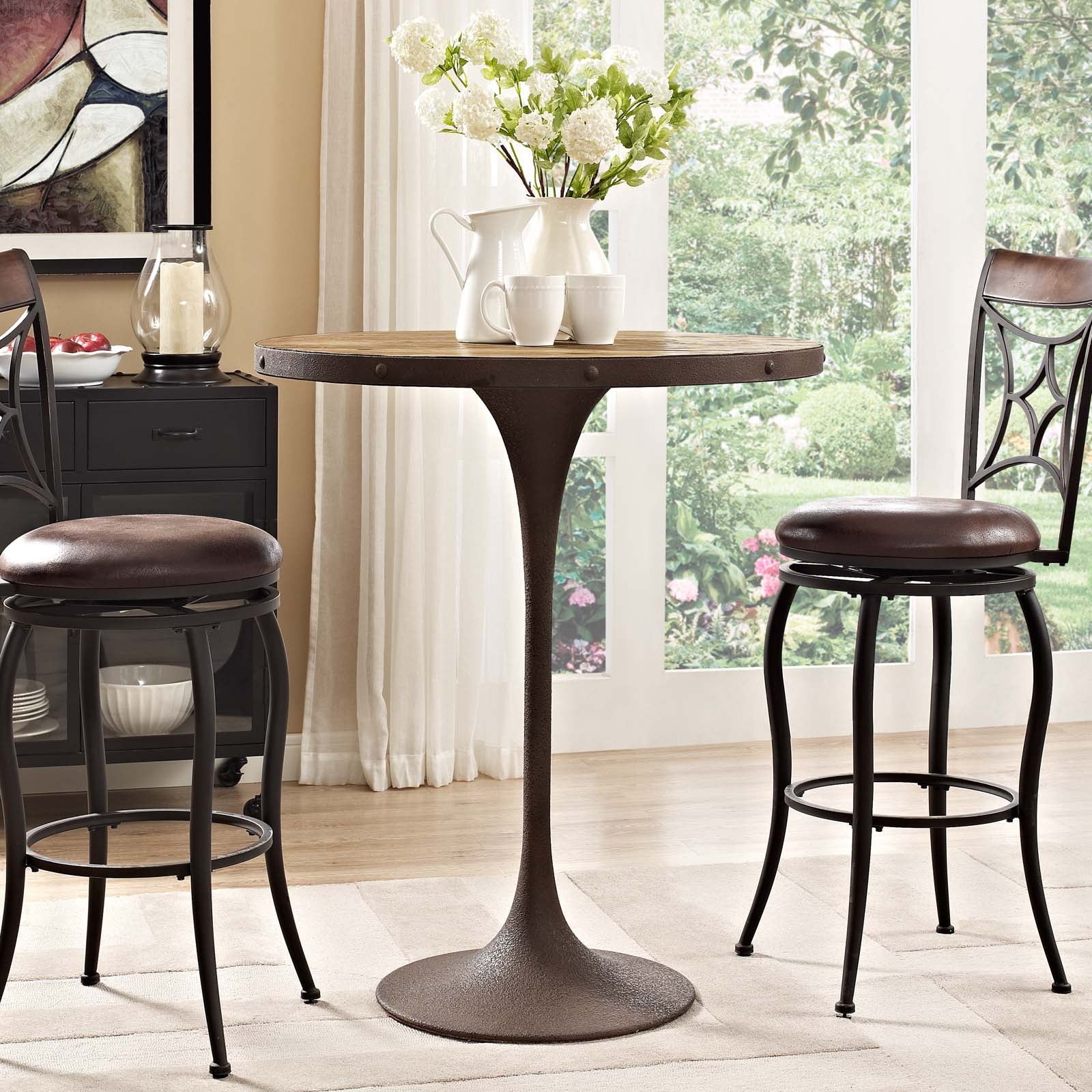 Modway Drive Wood Bar Table - Brown | Bar Table