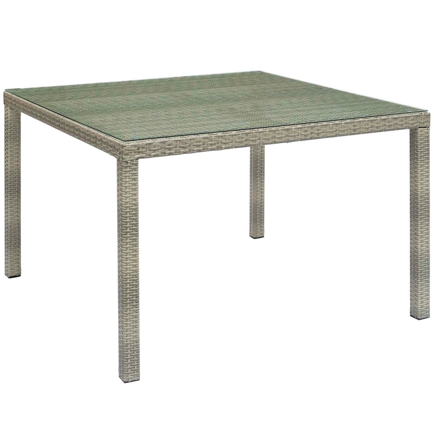 Modway Conduit 47" Square Outdoor Patio Wicker Rattan Table Light Gray | Dining Tables