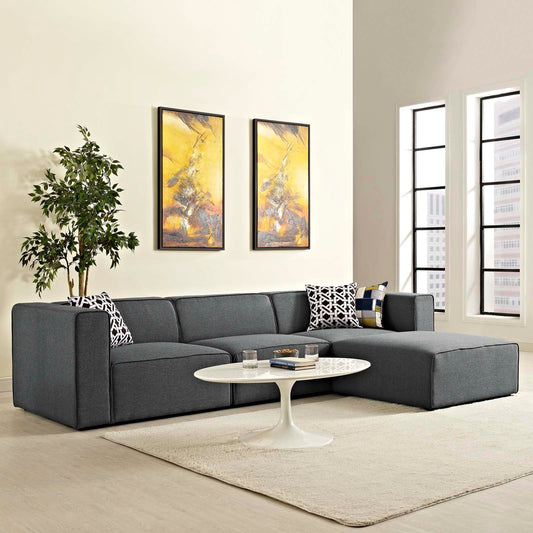 Modway Mingle 4 Piece Upholstered Fabric Sectional Sofa Set | Sofas | Modishstore-3